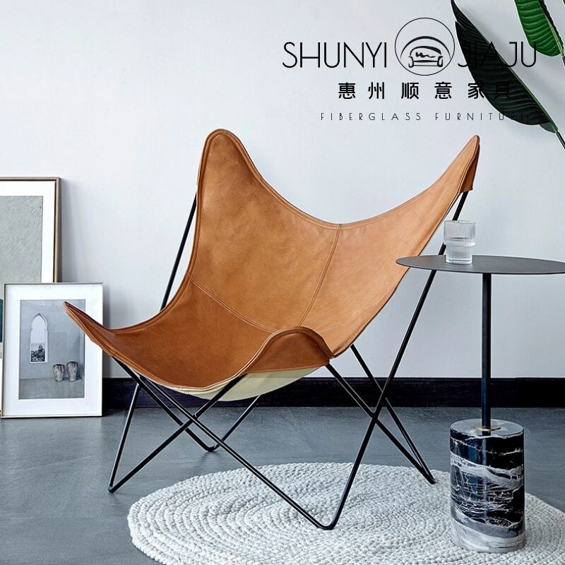 American sloth Home Home Alone Lunch Rest Lounge Chair Small House Type Home Casual Canvas Real Leather Sofa Butterfly Chair-Taobao