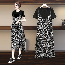 Gestational Dress 2021 Summer Dress Dress Dress Foreign Air Shade Suit Dress Minus age Broken Flowers pendant with two sets of fashion tides