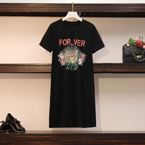 Maternity clothes 2020 summer new printing pure cotton short-sleeved medium-length hot mom fashion loose thin T-shirt long dress tide