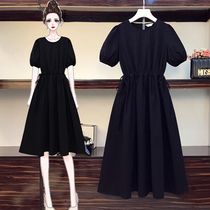 Maternity clothes 2020 summer new fashion temperament round neck thin mid-long short-sleeved mid-long dress tide