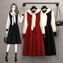 Pregnancy Woman Dress Autumn Winter Navy Collar slim collared knit dress Skirt Belly-Pregnant Woman Winter Sweater Skirt