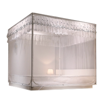 2022 new anti-bacterial and anti-mite U-shaped three-door embroidered anti-fall sitting bed yurt mosquito net thickened and encrypted for children