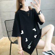 Long T-shirt womens short sleeve summer New lazy wind loose simple half sleeve size cotton foreign coat tide