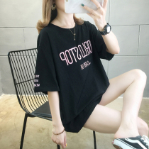 Cotton short sleeve T-shirt female 2021 summer new fat mm large size loose thin Foreign Air Age half sleeve coat tide