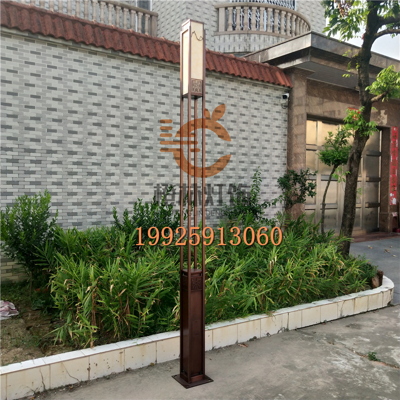 Chinese-style column lamp electroplated copper landscape lamp high-end garden lamp demonstration area high pole lamp community door lamp with spotlight
