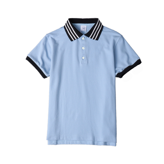 Spot blue primary school uniform short-sleeved polo shirt