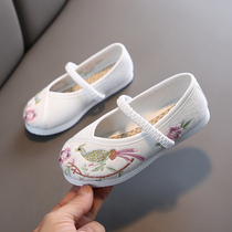Girl Han Wear Shoes Middle Country Wind Dance Shoes Children Ancient Dress Embroidered Shoes Kid Old Beijing Cloth Shoes Ancient Wineward Shoes