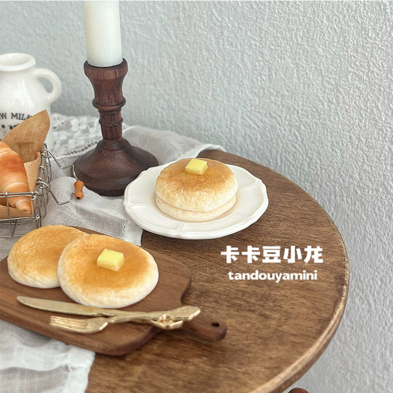 bjd场景道具娃屋 卡卡豆小龙微缩食玩迷你面包舒芙蕾模型6分bjd blythe娃娃屋摆件