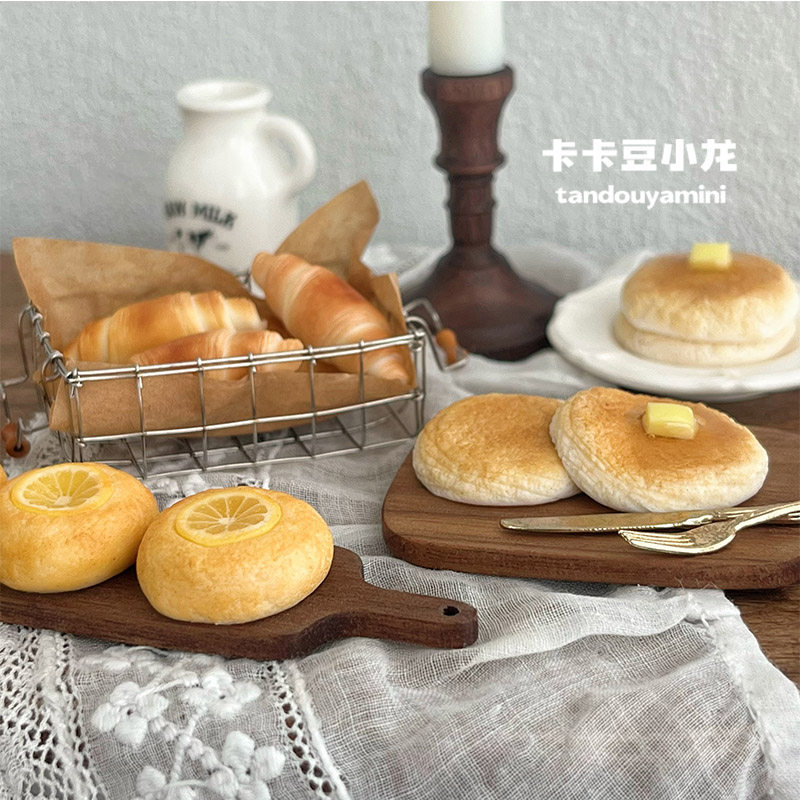 bjd场景道具娃屋 卡卡豆小龙微缩食玩迷你面包舒芙蕾模型6分bjd blythe娃娃屋摆件