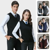 Демисезонный шерстяной свитер для работы, черный трикотажный жилет подходит для мужчин и женщин, V-образный вырез, облегающий крой, делается под заказ