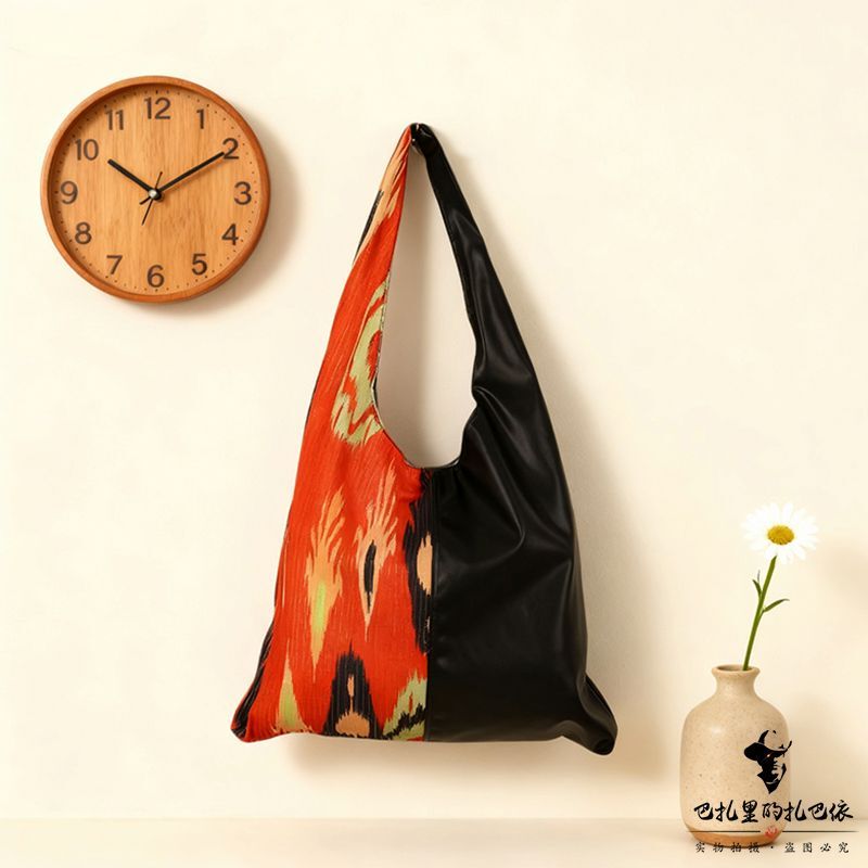 Xinjiang Adelaide Bag Large Capacity Ethnic Style Handmade Pattern Color-Blocking Leather Bag Travel Souvenir Gift Xinjiang Adelaide Bag Large Capacity Ethnic Style Handmade Pattern Color-Blocking Leather Bag Travel Souvenir Gift