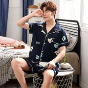 X béo con thêm quần áo gia đình lớn Bộ đồ ngủ nam cotton mùa hè 5 bố rộng 4 siêu lớn size 2 XL - Pyjama