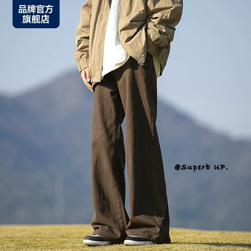 Японские ретро демисезонные джинсы, штаны, свободный прямой крой