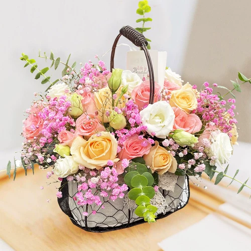 Портативная цветочная корзина день рождения цветочный экспресс Тонгченг, Пекин, Шанхай, Шэньчжэнь, Чанша, Чэнду Гуанчжоу Нинбо Цветочный магазин, чтобы отправить цветы