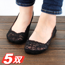 Ice silk low-top short socks lace boat socks invisible silicone non-slip can not fall off with ladies summer thin sleeve cotton shallow mouth