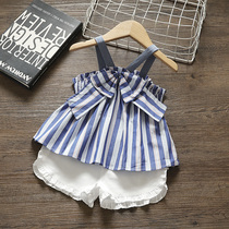 Baby girl set 2020 Summer new girl suspender shirt shorts two-piece set fashionable foreign girl dress