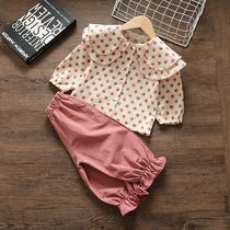 Childrens clothing 2021 spring new baby super foreign gas 3 years old female baby 4 baby 2 dots 1 Net red two-piece set