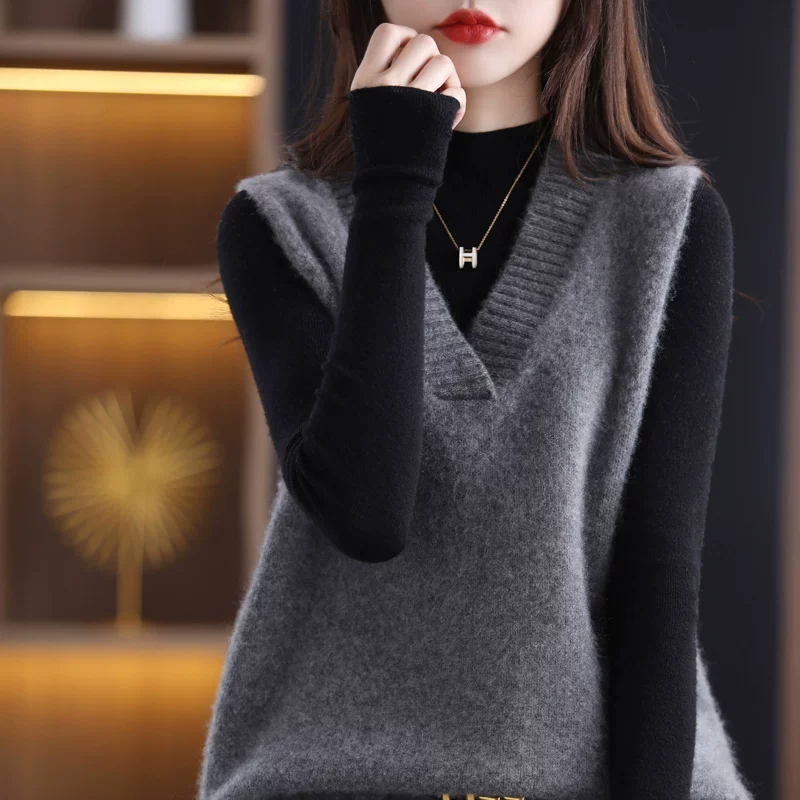 Капсула Woolen жилет, майка-топ, осенний свитер, оверсайз, корейский стиль, свободный крой