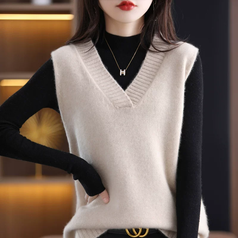 Капсула Woolen жилет, майка-топ, осенний свитер, оверсайз, корейский стиль, свободный крой