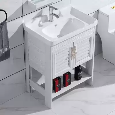 Floor-to-ceiling washbasin cabinet combination Small apartment powder room balcony bracket Ceramic washbasin integrated washbasin Household