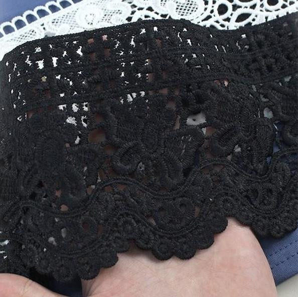 Thickened 12cm wide accessories Decorative Black Lace Skirt Clothes Lace Down Hem Cloth Elastic Pure Cotton Embroidery