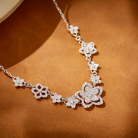 French light luxury flower cluster necklace 18K gold plated celebrity banquet dress evening wear clavicle chain