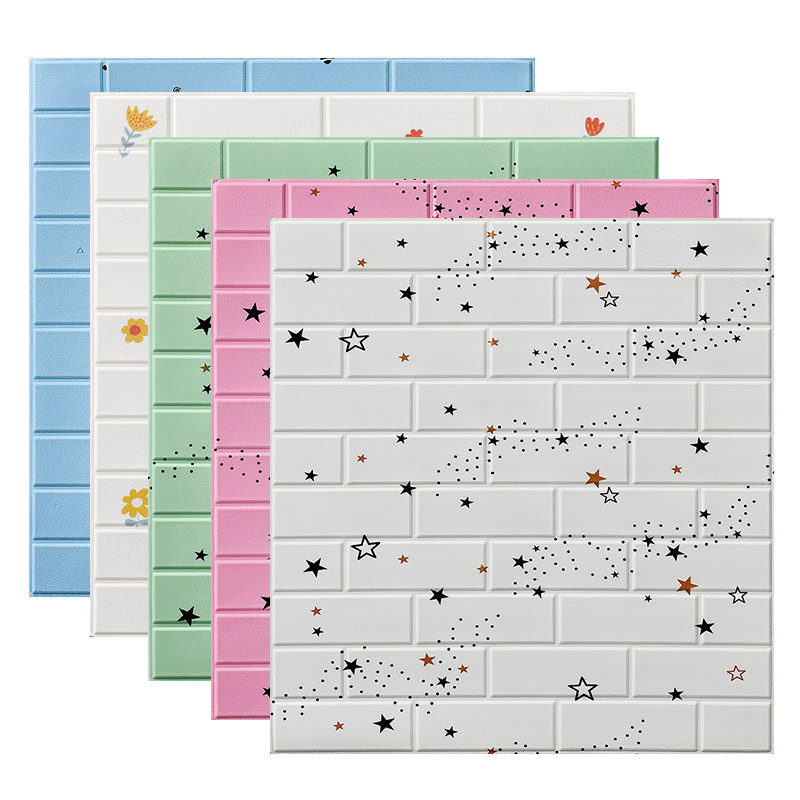 Cartoon Wallpaper Self-Adhesive 3d Solid Wall Patch Waterproof Moisture-Proof Bedroom Cozy Children Room Decoration Wallpaper Foam Stickers
