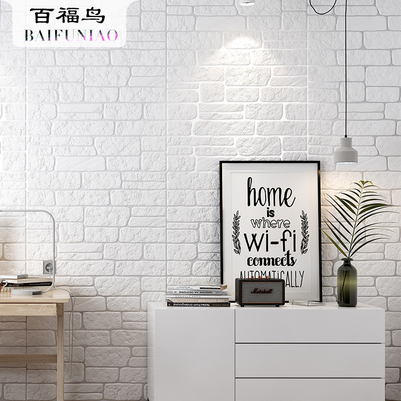 Wallpaper self-adhesive 3d stereoscopic wall sticker living room bedroom background wall foam brick wallpaper culture stone sticker waterproof moisture-proof