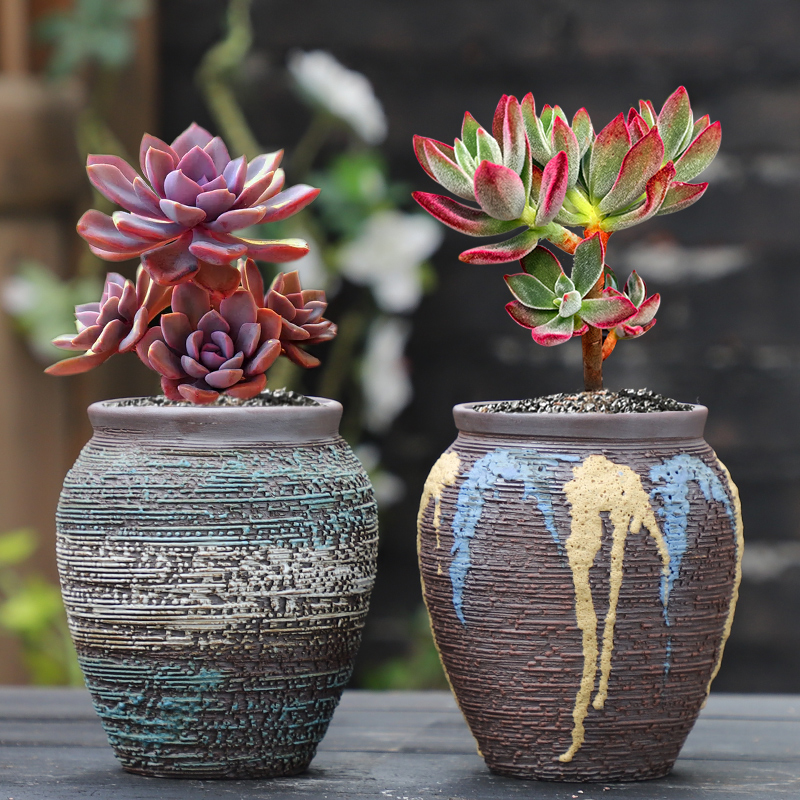 Coarse pottery flowerpot breathable, fleshy ceramic creative contracted large POTS small zhuang zi meaty plant basin special offer a clearance