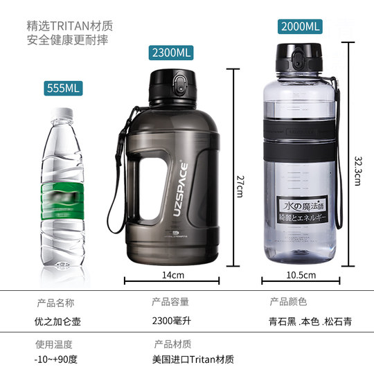 Youzhi Extra-Large Capacity Sports Water Bottle for Men, Fitness Water Bottle, Large Anti-Fall Straw Water Bottle, Summer Water Cup for Women