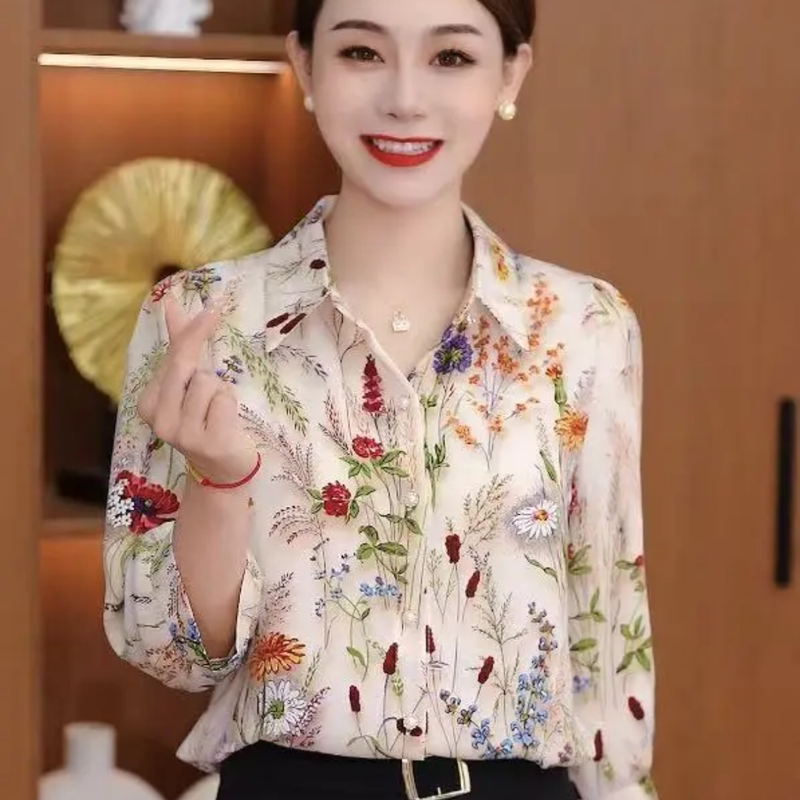2026 Summer New Floral Cardigan Stylish Women's Shirt Fashionable Age-Reducing Slimming Floral Women's Blouse 2026 Summer New Floral Cardigan Stylish Women's Shirt Fashionable Age-Reducing Slimming Floral Women's Blouse