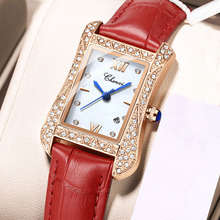 新款镶钻网红女腕表韩版防水真皮石英手表女