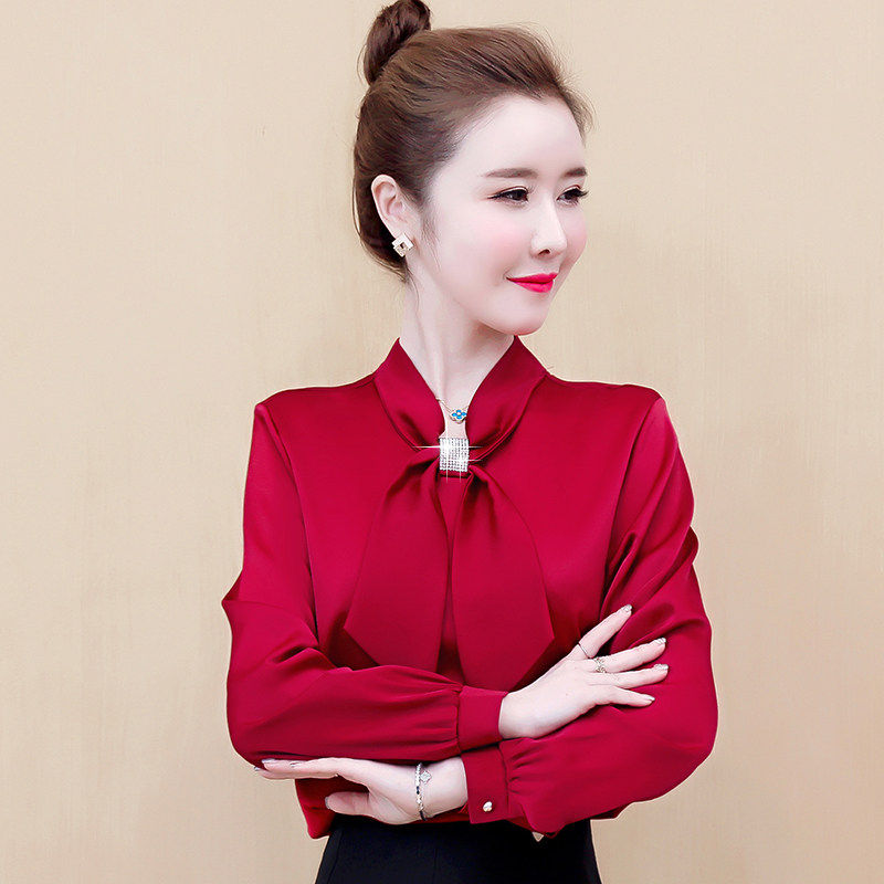 Chiffon shirt autumn 2021 women's new long sleeve butterfly bow tie shirt fashion temperament jacket foreign pie shirt