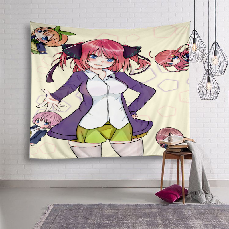 Five equal parts flower wedding hanging cloth custom high-definition two-dimensional tablecloth animation surrounding Nakano Erno poster background cloth