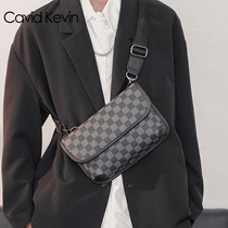 Cavid Kevin tide men with one-shoulder pack fashion small square fit plaid mobile phone pack diagonally shoulder bags