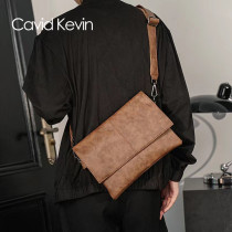 Cavid Kevin men shoulder-wrapped cowhide ipad backpack Japanese Korean trend leisure leather leather leather leather leather leather leather leash leaning shoulder bag