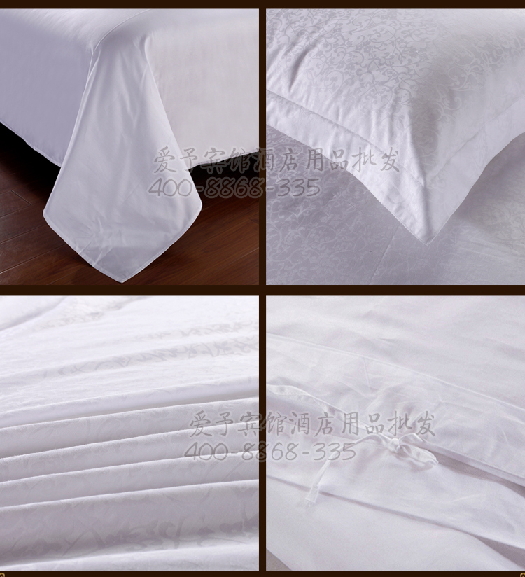 Tôi yêu khách sạn giường khách sạn bán buôn màu trắng tinh khiết bông jacquard bông denim bộ lanh chăn - Bộ đồ giường bốn mảnh bộ chăn ga gối đệm cute