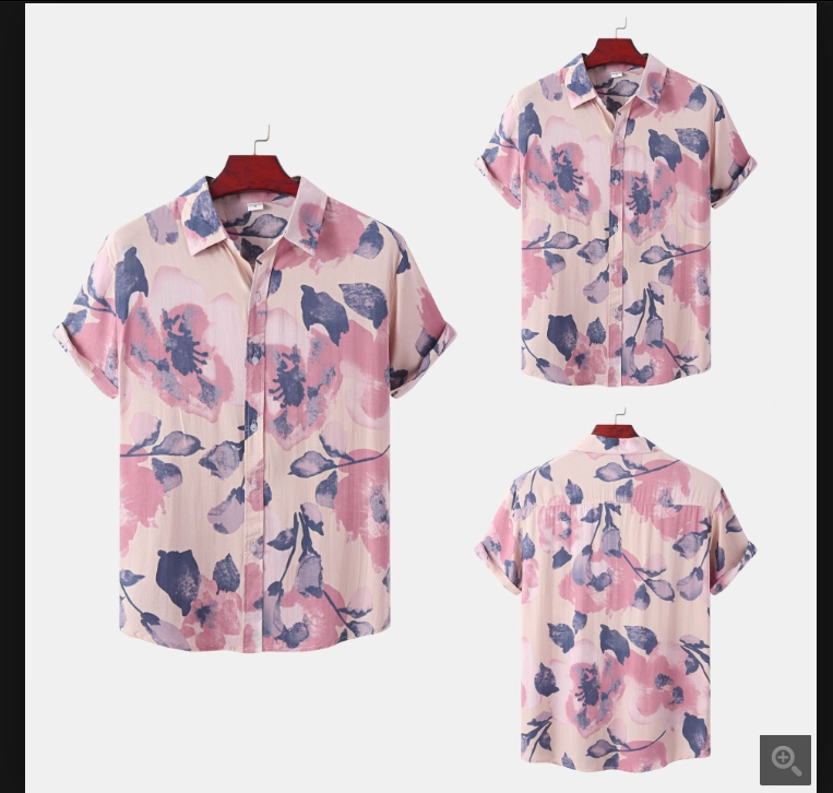Men's Shirts Men's Casual Shirt Pink Hawaiian Shirt Summer Men Men's Shirts Men's Casual Shirt Pink Hawaiian Shirt Summer Men