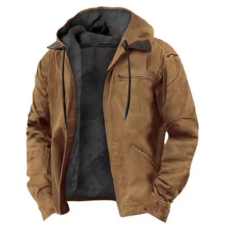 Winter Men Casual Jackets Hooded Zipper Fleece Warm Jacket Winter Men Casual Jackets Hooded Zipper Fleece Warm Jacket