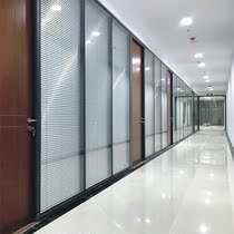 Yulin Hezhou Wuzhou office glass partition wall Aluminum alloy hollow louver Tempered glass high partition sound insulation