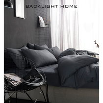 Japan-style pure color washed cotton pure cotton full cotton four pieces of covered quilt cover student dormitory bed linen bed bedding three sets