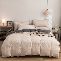 ins small red book american cut flowers four pieces of water washed cotton three sets bed linen bed hat single double man bed supplies