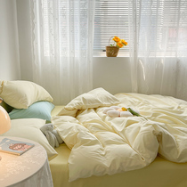 ins pure color washed cotton quilts with single piece dorm single double quilt cover by single bed three pieces of bed linen four pieces