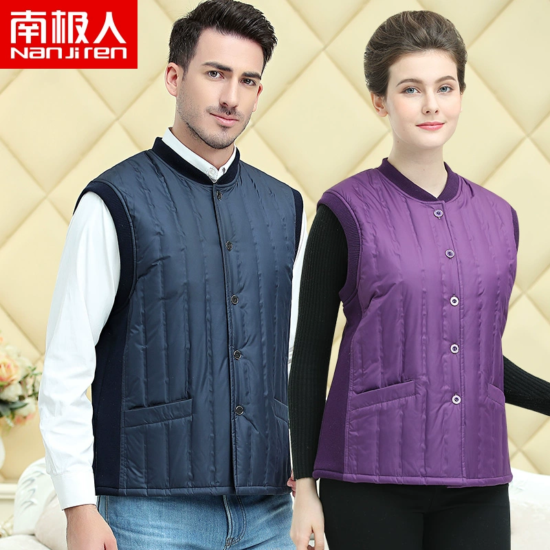 Áo vest nam trung niên và cao tuổi ấm áp nam cộng với áo khoác nhung dày nam xuống vest mùa đông - Áo ấm