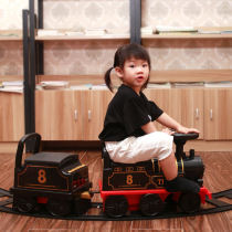 Douyin retro baby can sit on human electric train set childrens rail car four-wheel stroller boy toy for boys and girls