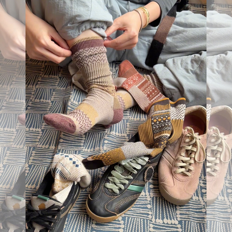 Orinous Self-Made Islander Illustrated Patterned Knit Socks Color-Blocked Warm Slouch Socks Mid-Calf Socks Juneshan Orinous Self-Made Islander Illustrated Patterned Knit Socks Color-Blocked Warm Slouch Socks Mid-Calf Socks Juneshan