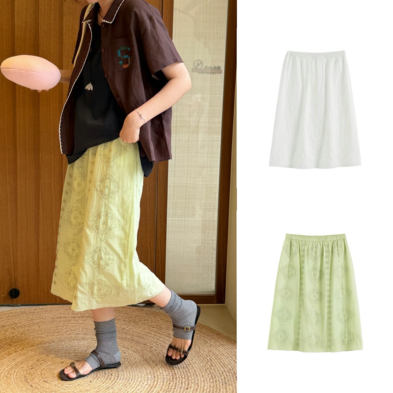 Short Sentence Floral Embroidery Elastic Waist Skirt Women's Bottoms 26 Spring/Summer Juneshan Short Sentence Floral Embroidery Elastic Waist Skirt Women's Bottoms 26 Spring/Summer Juneshan