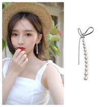 JUNESHAN Integrated Store YVMIN x SHUSHU TONG GRADIENT PEARL BOW SILVER STUD EARRINGS