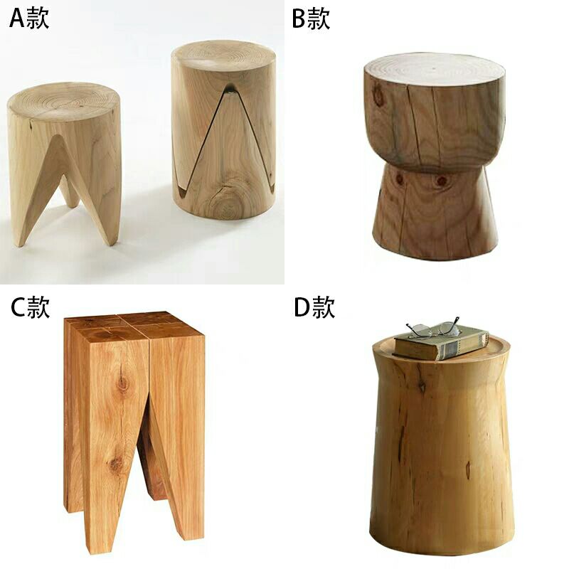 Simple natural solid wood pier stool log pier creative low stool change shoe stool coffee table round stool ornament tree stump wood pile