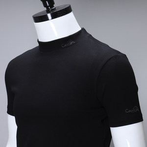 Men's Short-Sleeve Turtleneck Shirt, Summer Regular Shoulder Fit, 2026 Slim-Fit Half-Turtleneck T-Shirt, ins Black Top, Trendy Brand